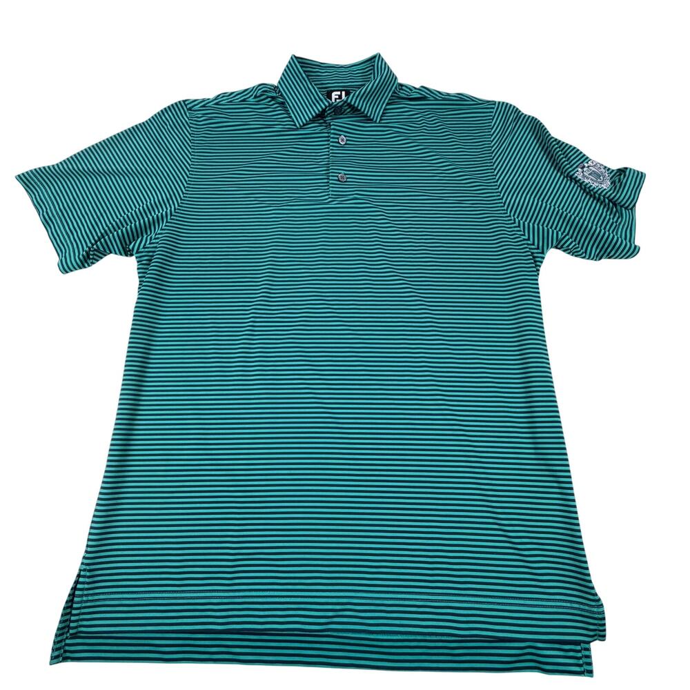 Footjoy San Antonio CC Logo Stretch Golf Logo Polo Shirt Green Black Men M